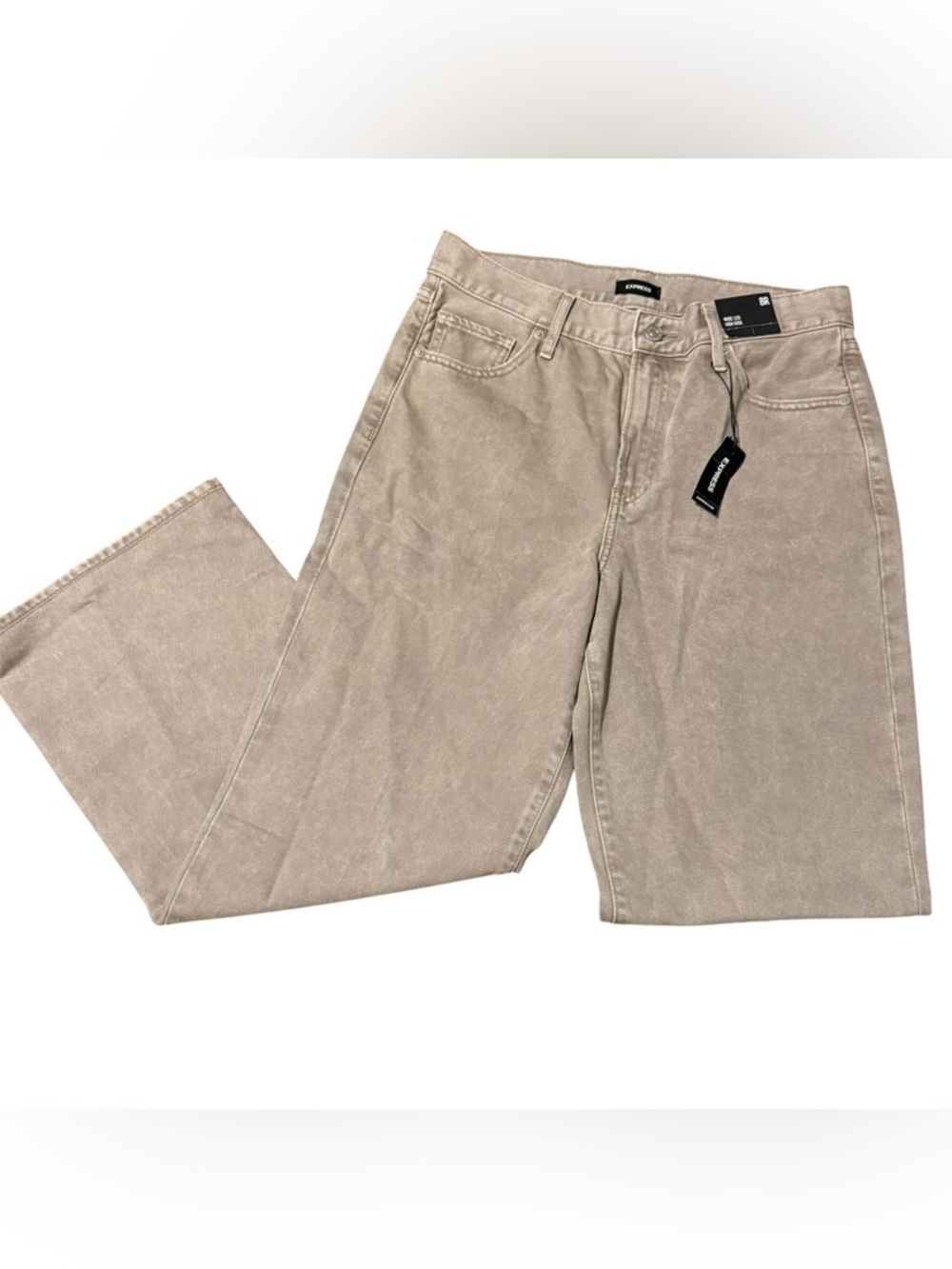 Express Wide Leg Jeans in Light Taupe High Rise size 8R